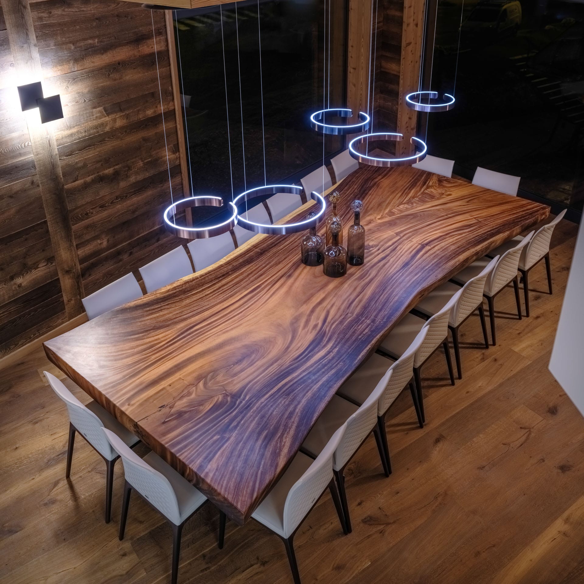 Double Helix dining table with a 4000 x 1800mm Indonesian Suar top, project 2409: Double Helix base