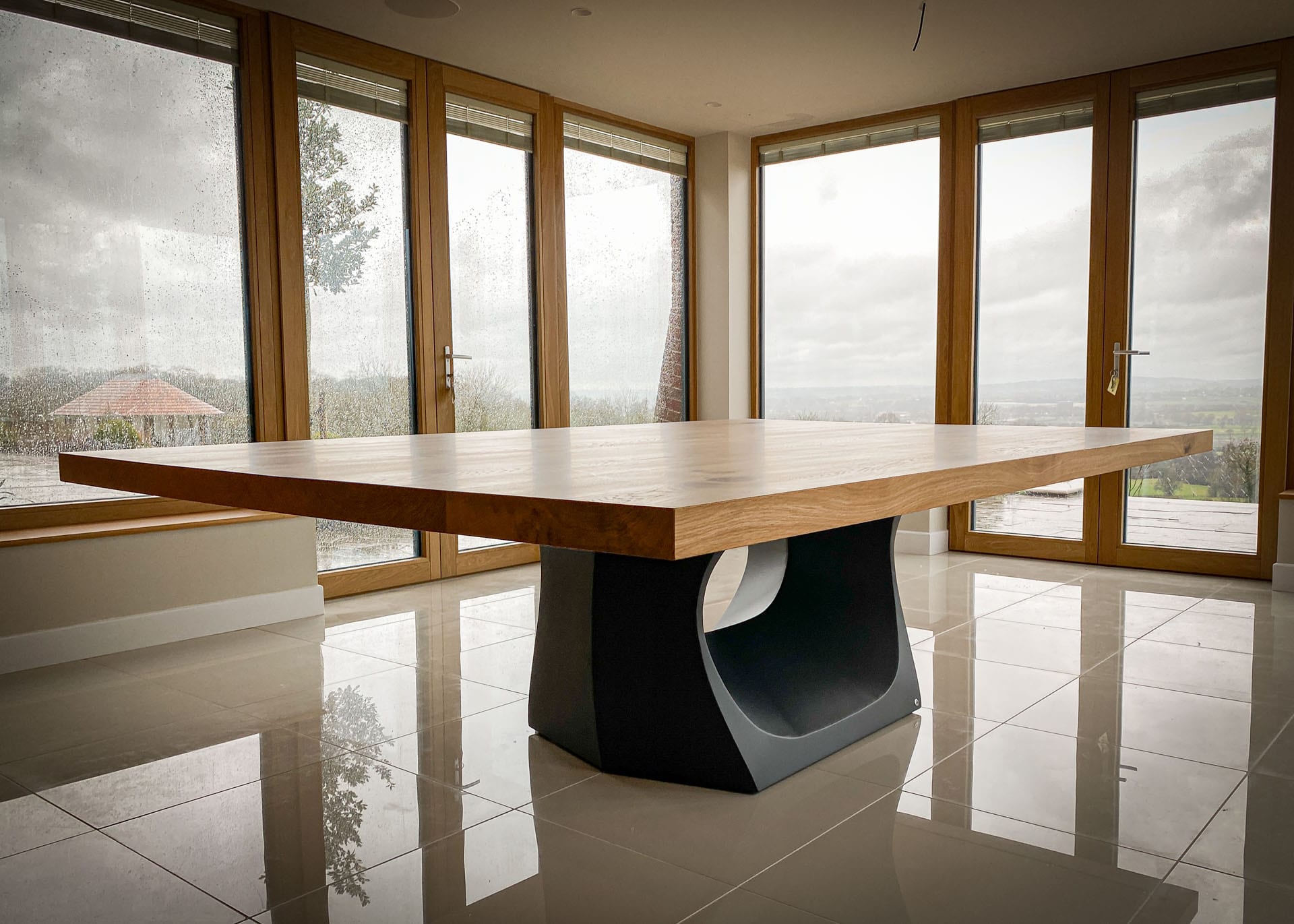 Muse dining table with a 2600 x 1800mm Statement French Oak top, project 1138: Muse base