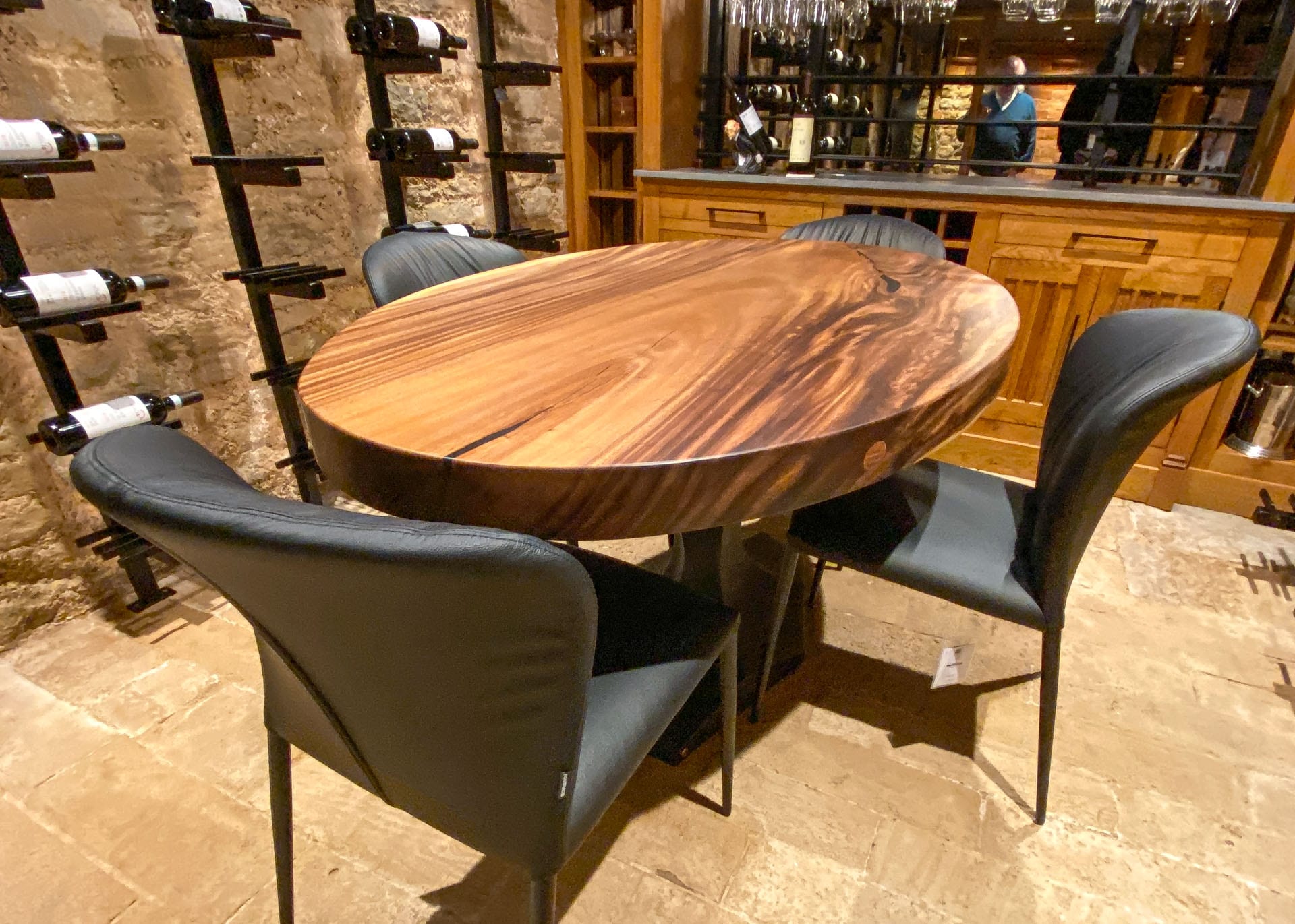 Tiger Lily dining table with a 1600 x 1000mm Indonesian Suar top, project 2873: 1600 x 1000mm