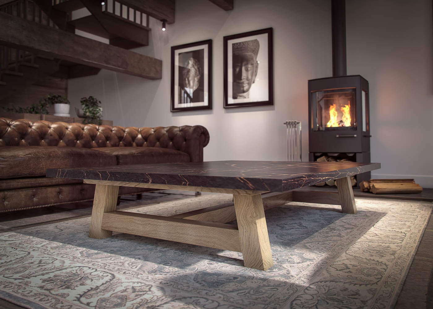Brunel coffee table with a 1500 x 1000mm Laurent Dekton top