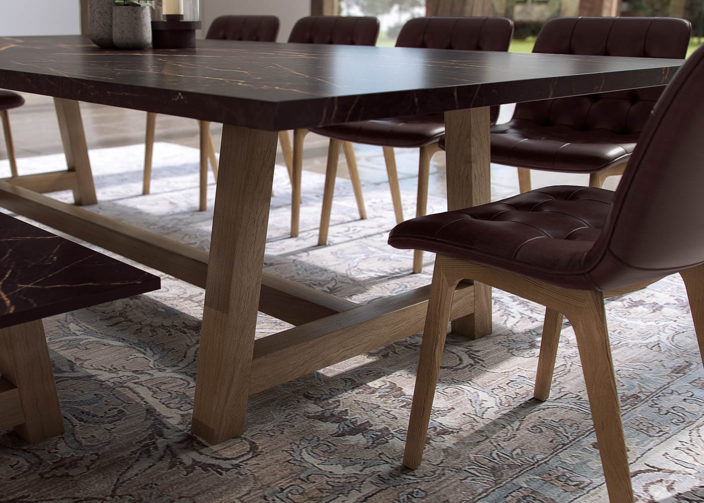 Brunel dining table with a 3000 x 1100mm Laurent Dekton top