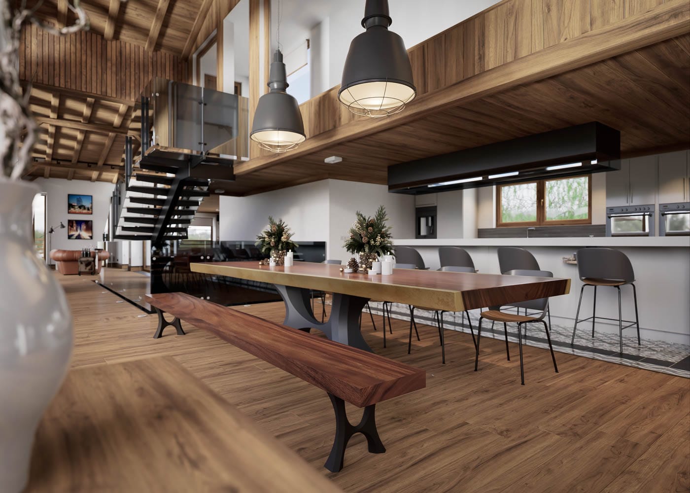 Sumo dining table with a 3600 x 1300mm Indonesian Suar top