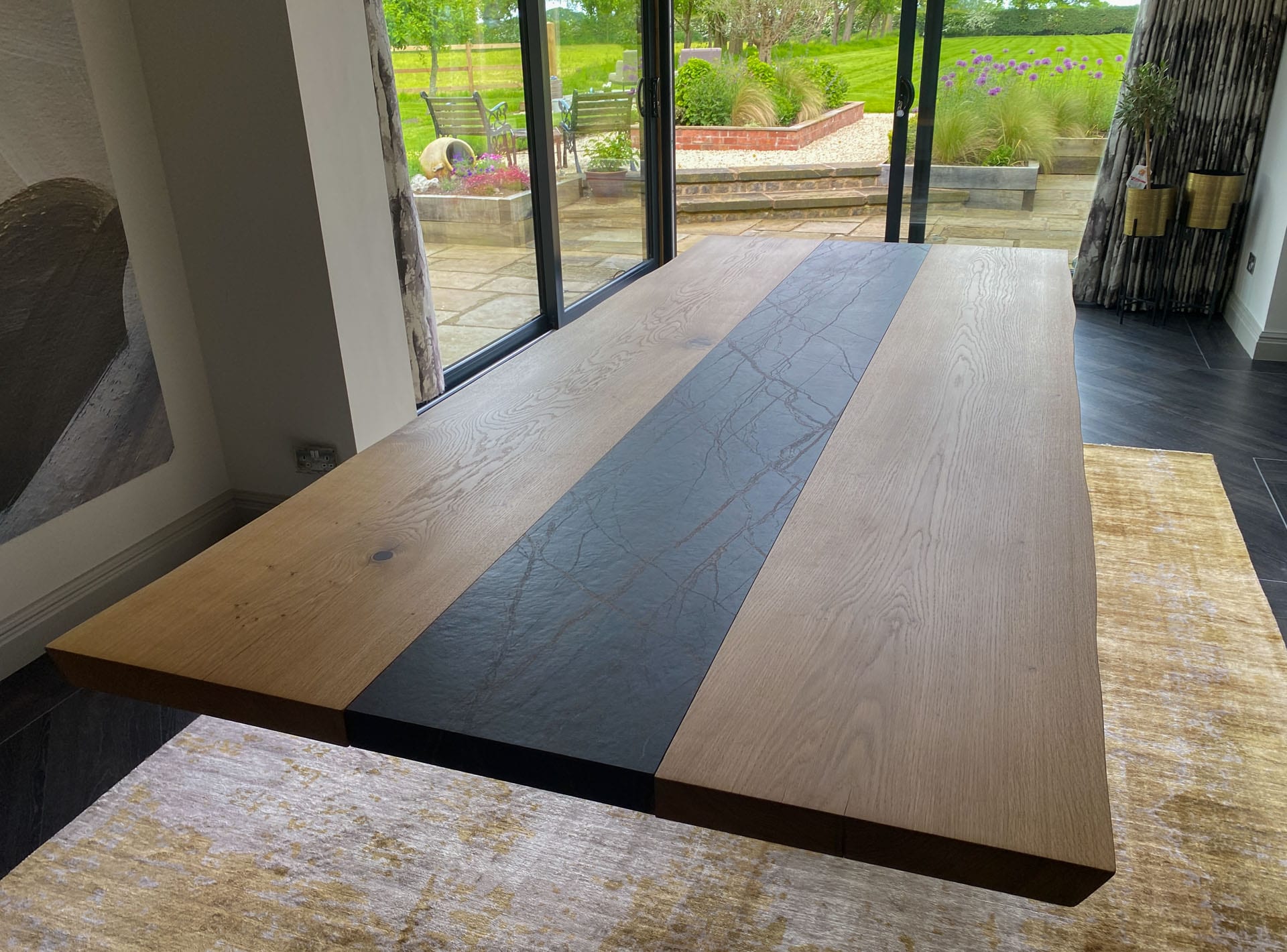 Baobab dining table with a 2800 x 1200mm Statement French Oak and Laurent Dekton top, project 2307: French Oak & Dekton