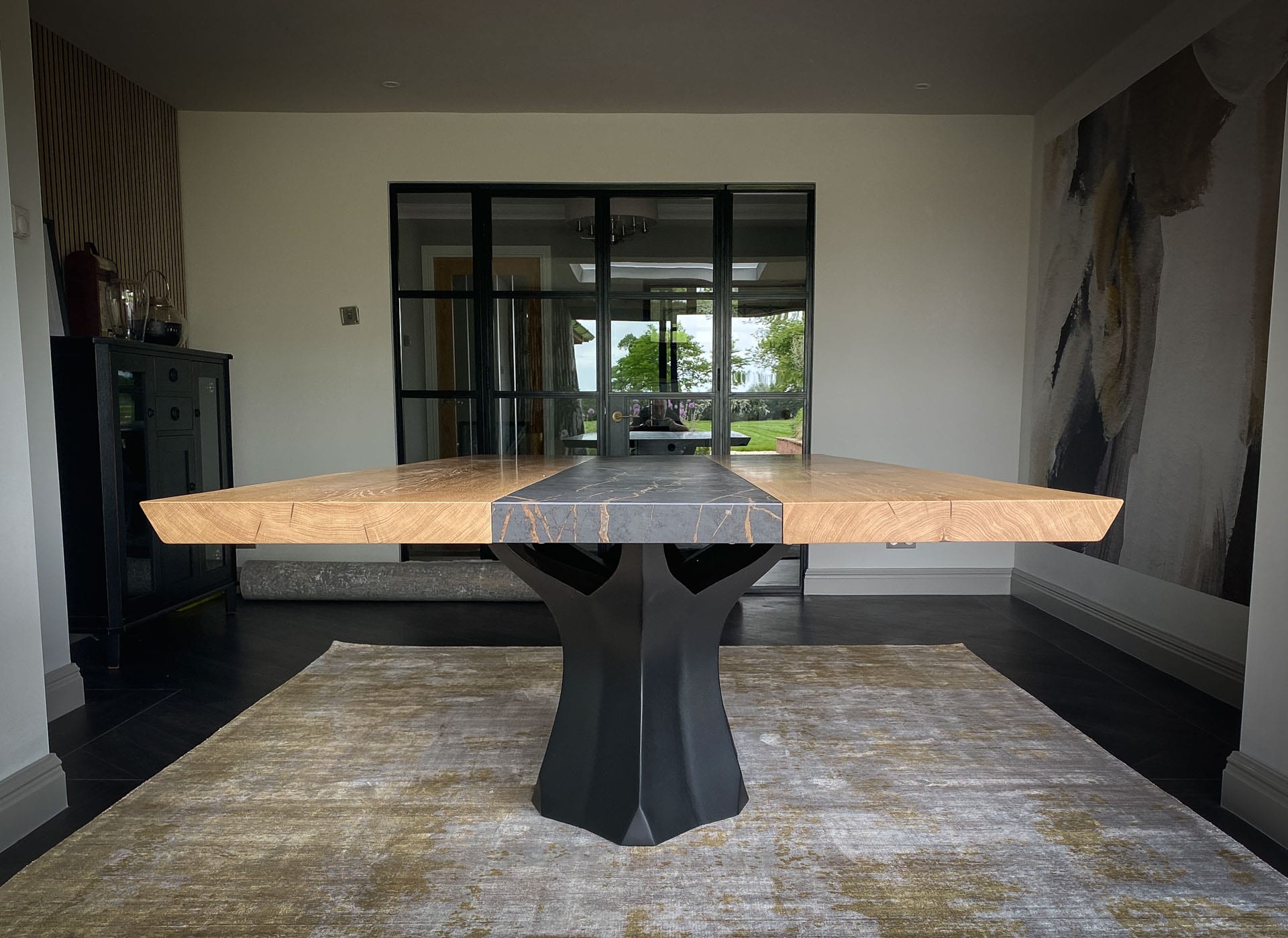 Baobab dining table with a 2800 x 1200mm Statement French Oak and Laurent Dekton top, project 2307: 52mm thick top
