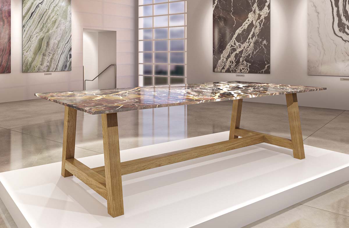 stone wood dining table - abacus tables - abstract italia marble