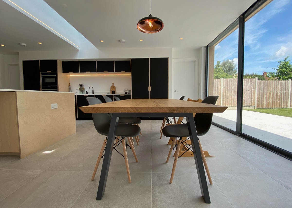 bespoke natural oak dining table with modern alpha leg design 8 Seater 1392 image 2