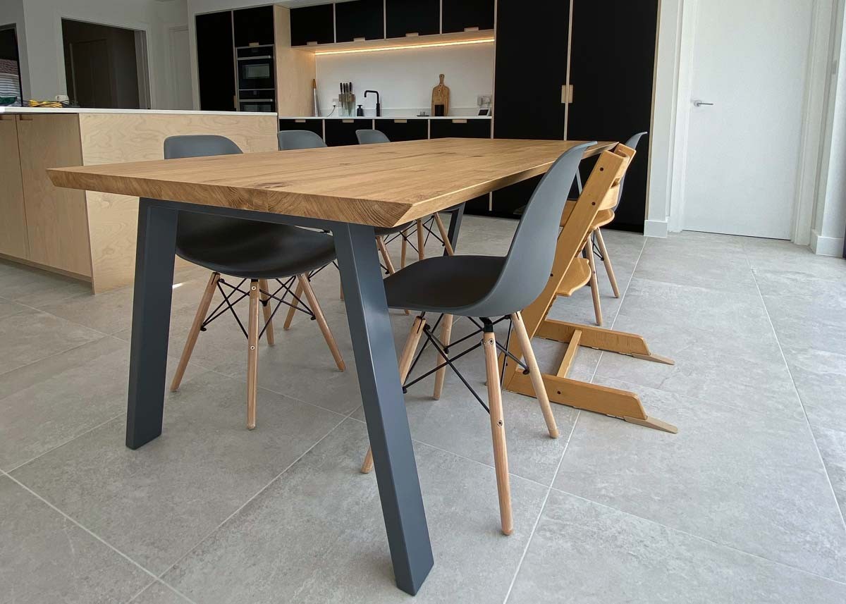 bespoke natural oak dining table with modern alpha leg design 8 Seater 1392 image 3