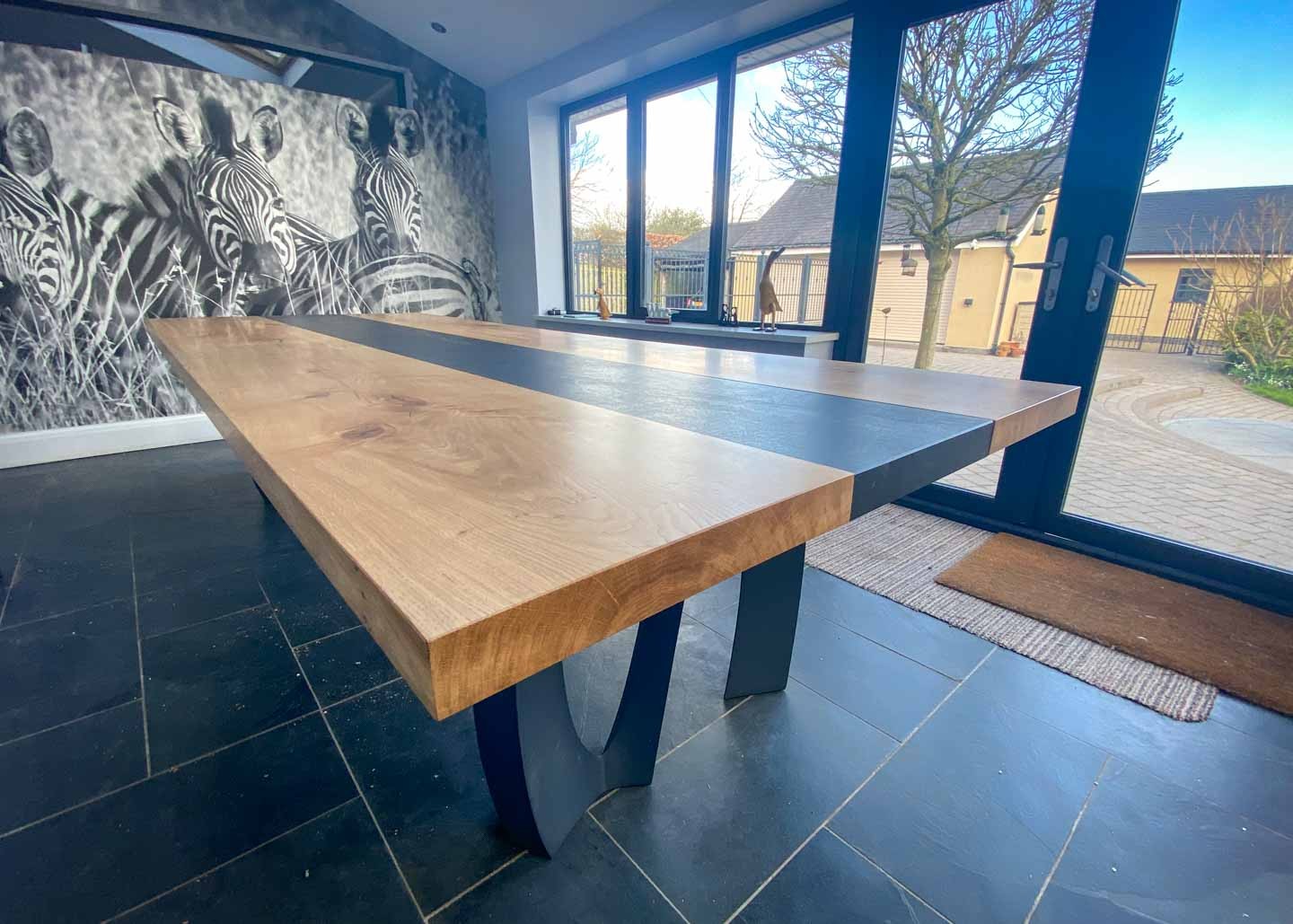 bespoke oak dining table with dekton in anthracite finish 12 Seater 2819 image 2