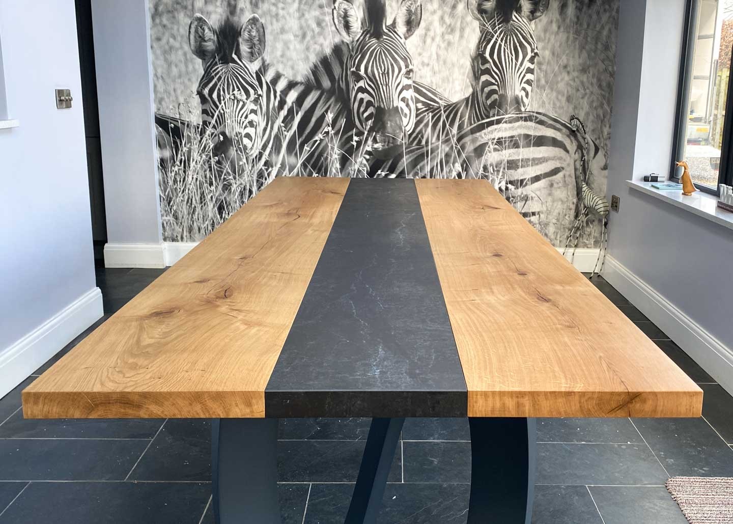 bespoke oak dining table with dekton in anthracite finish 12 Seater 2819 image 3