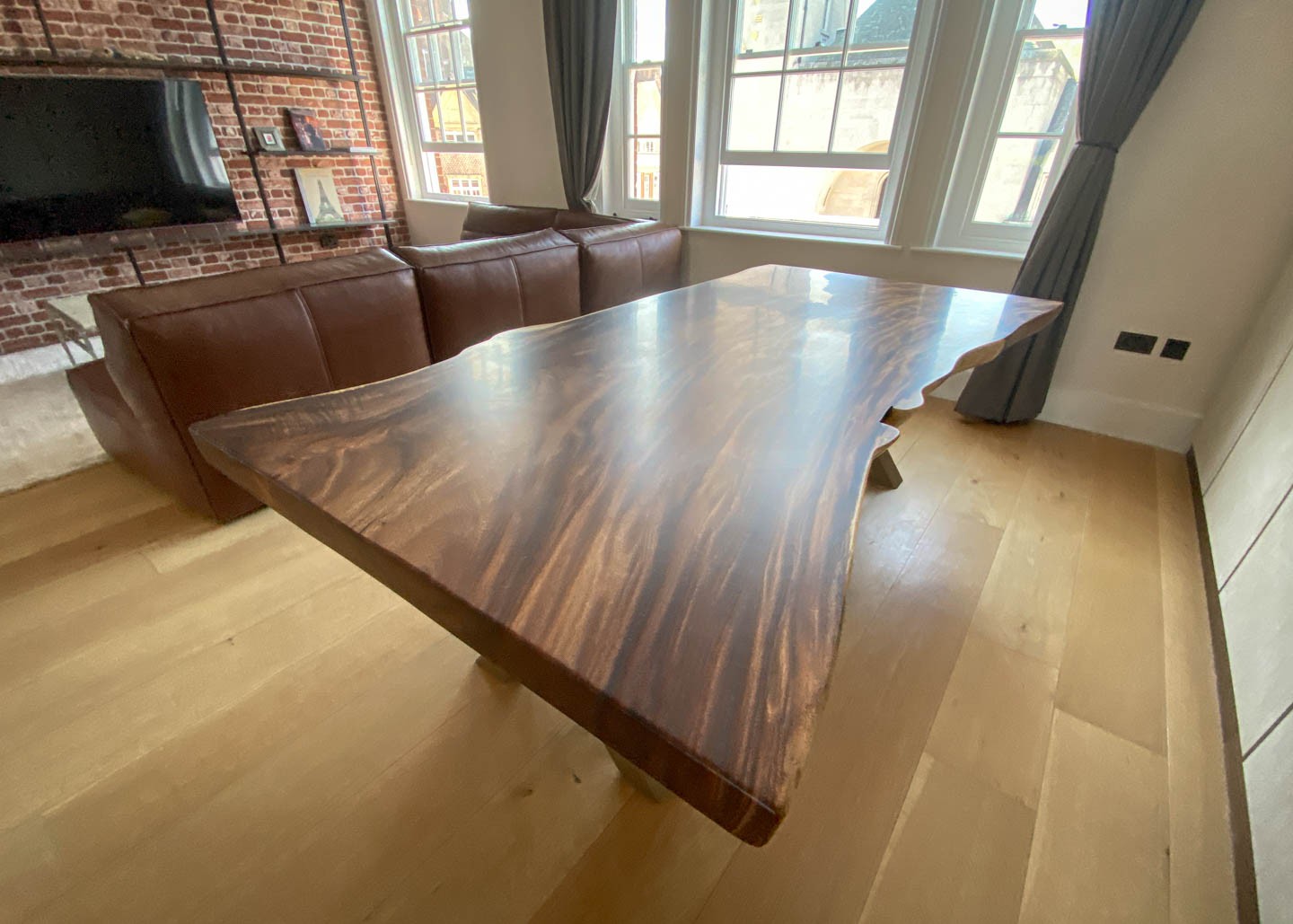bespoke slab dining table with bronze x legs 8 Seater 2904 image 2