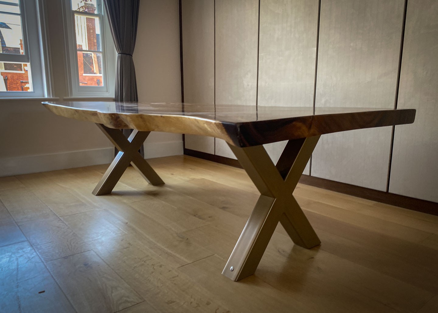bespoke slab dining table with bronze x legs 8 Seater 2904 image 3
