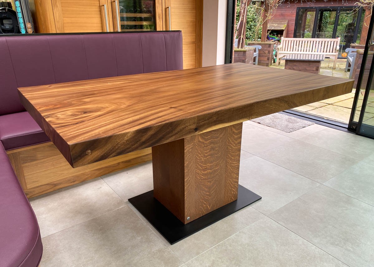 custom banquette dining table with thick slab top 6 Seater 2594 image 2