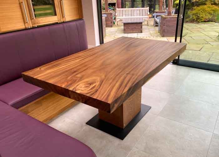custom banquette dining table with thick slab top 6 Seater 2594 image 5