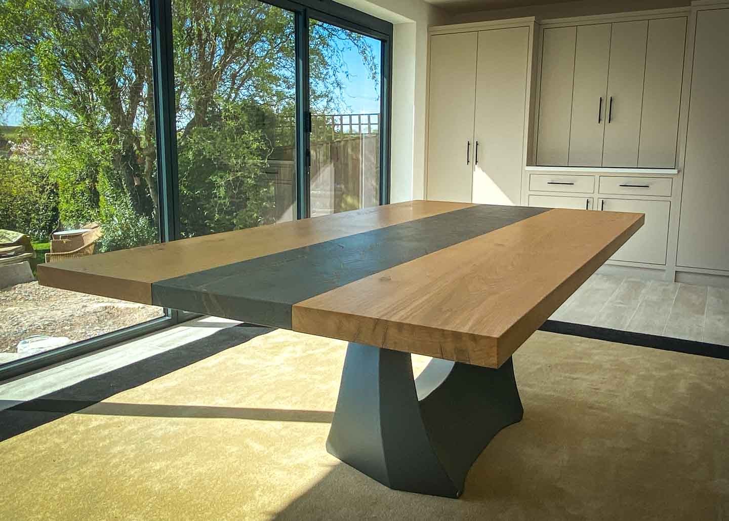 custom chunky oak and dekton dining table 8 Seater 2959 image 2
