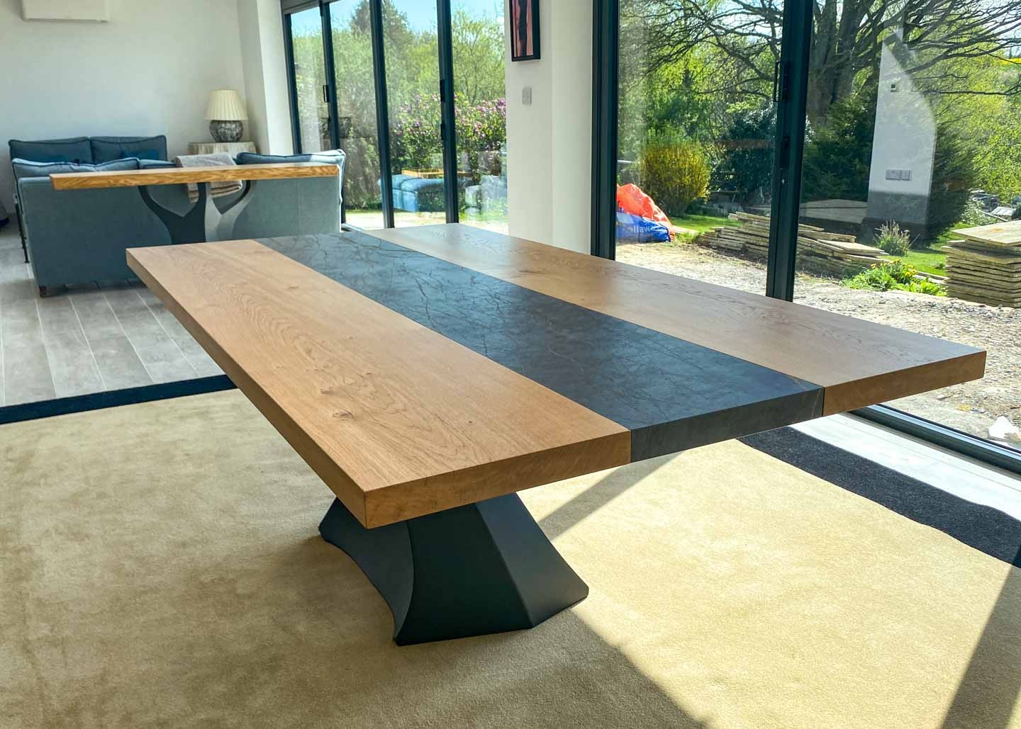 custom chunky oak and dekton dining table 8 Seater 2959 image 6