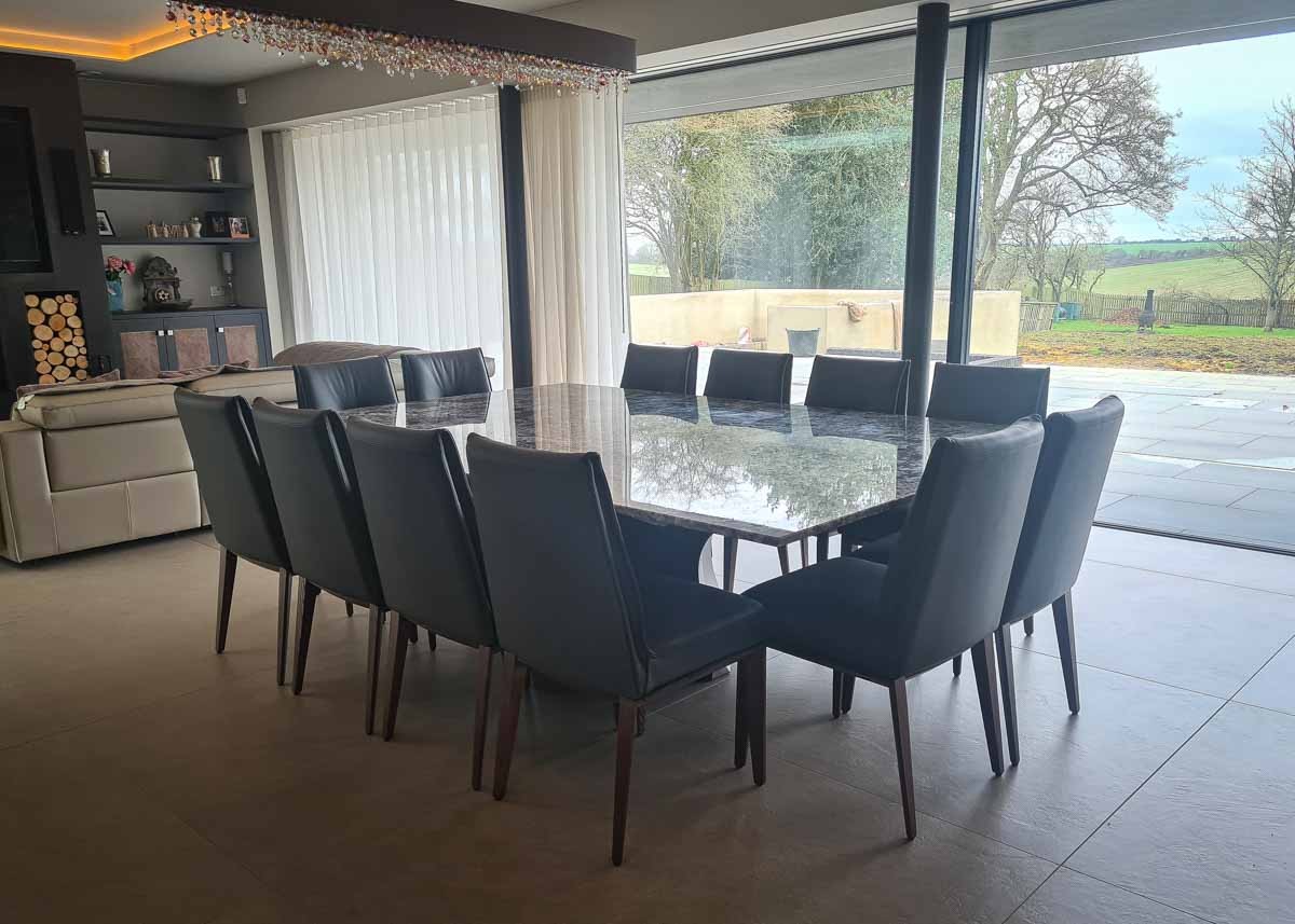 custom grey marble dining table with sculpted base 10 Seater 2109 image 4