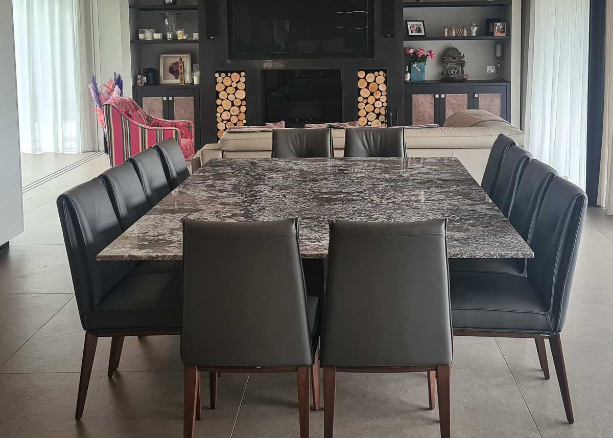 custom grey marble dining table with sculpted base 10 Seater 2109 image 5