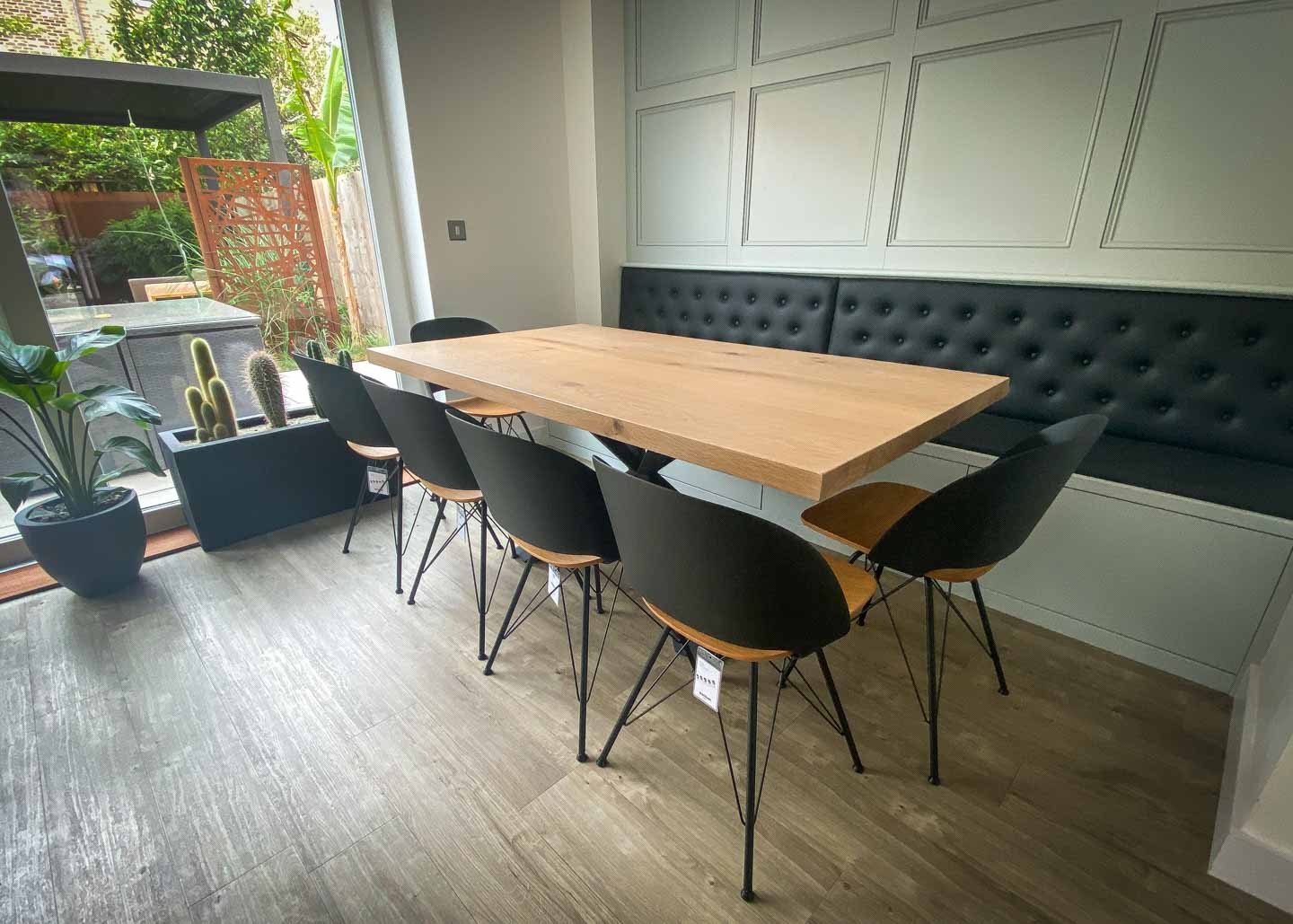 custom made oak and matt black dining table set 1800x1000mm 2908 image 2