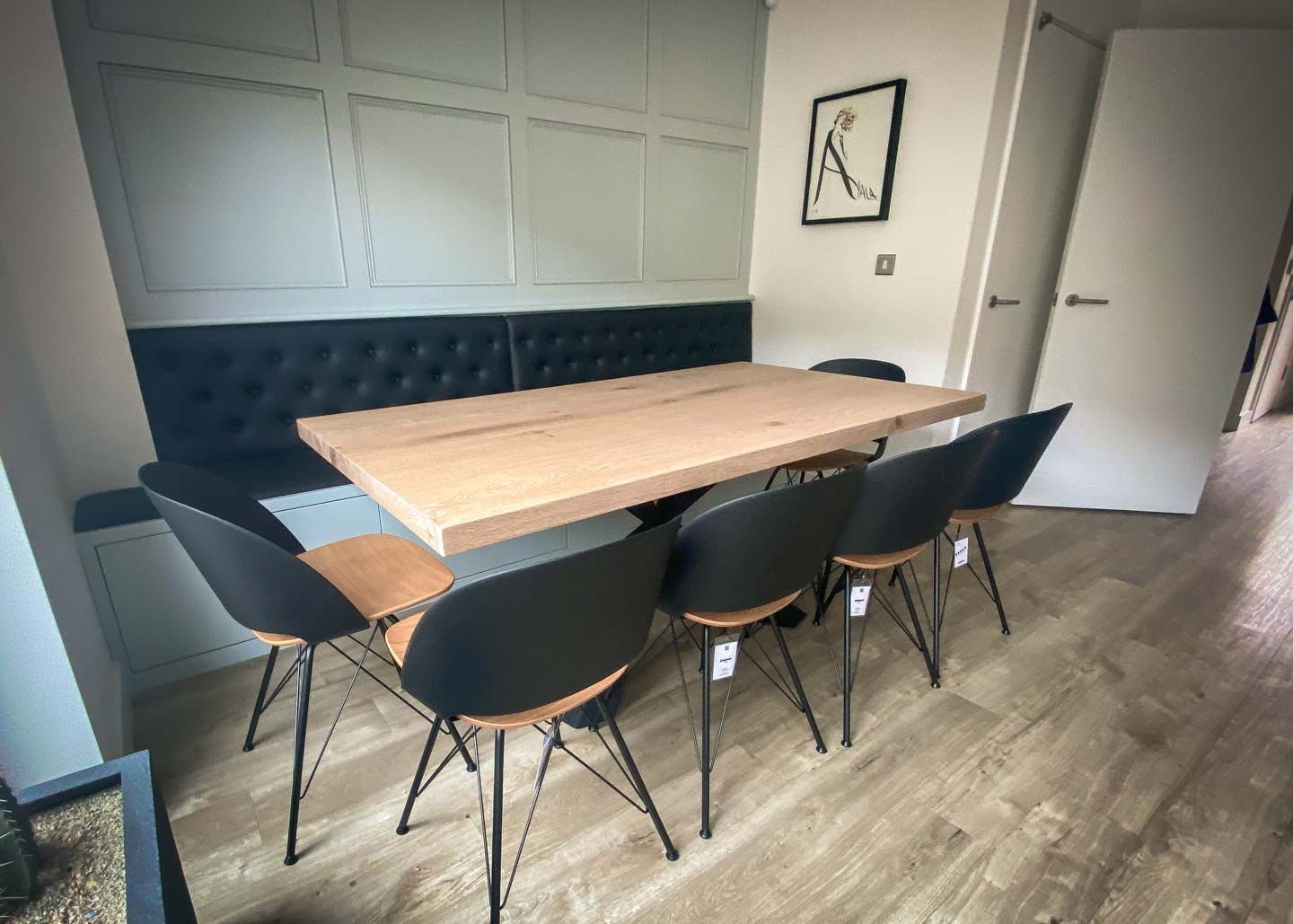 custom made oak and matt black dining table set 1800x1000mm 2908 image 3