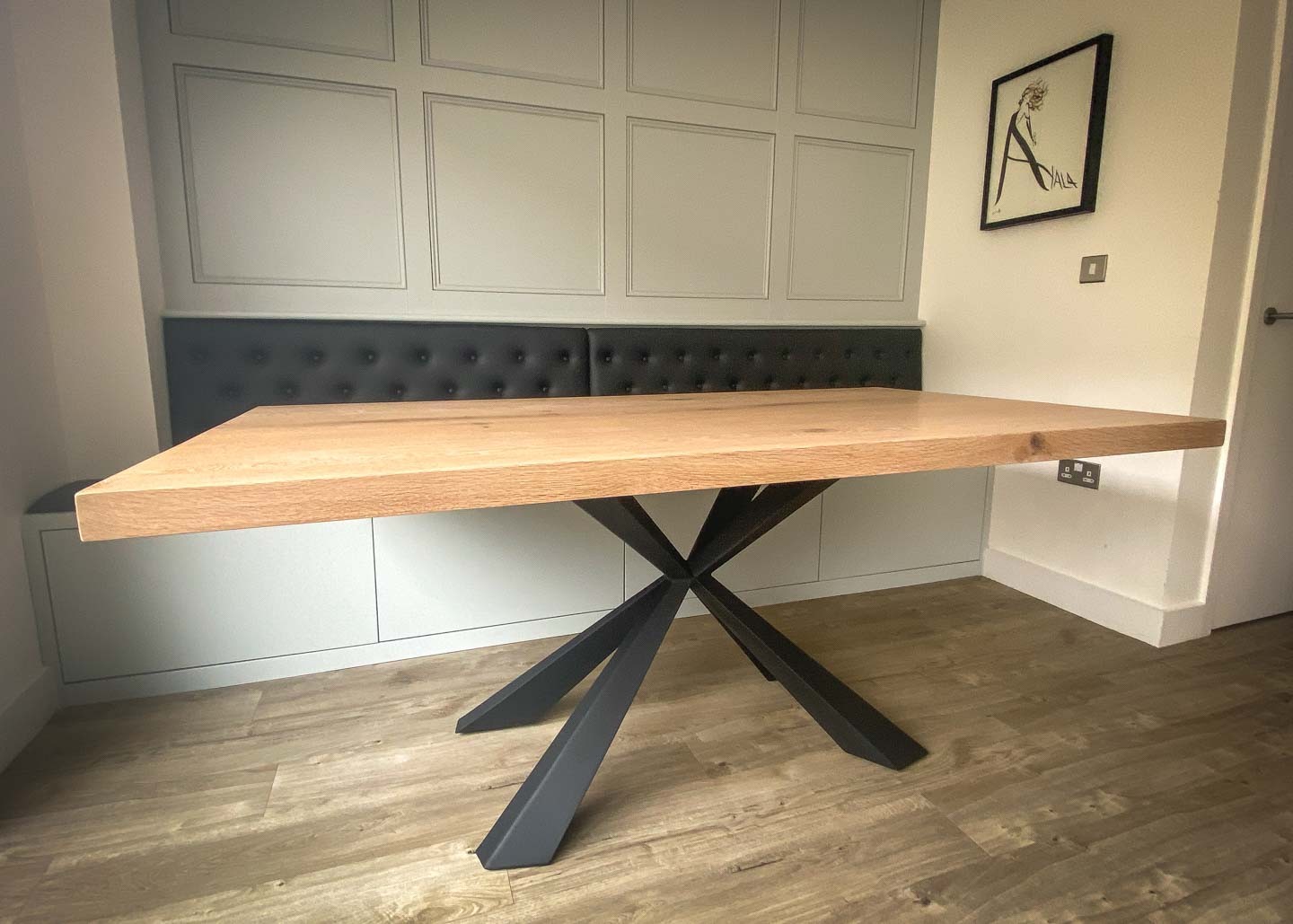 custom made oak and matt black dining table set 1800x1000mm 2908 image 4