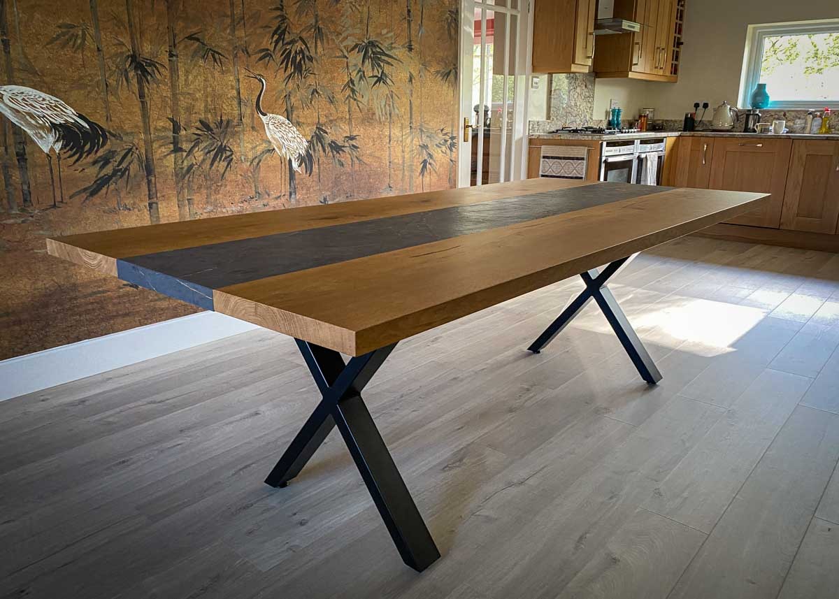 custom made smoked oak and dekton dining table  8 Seater 1048 image 2