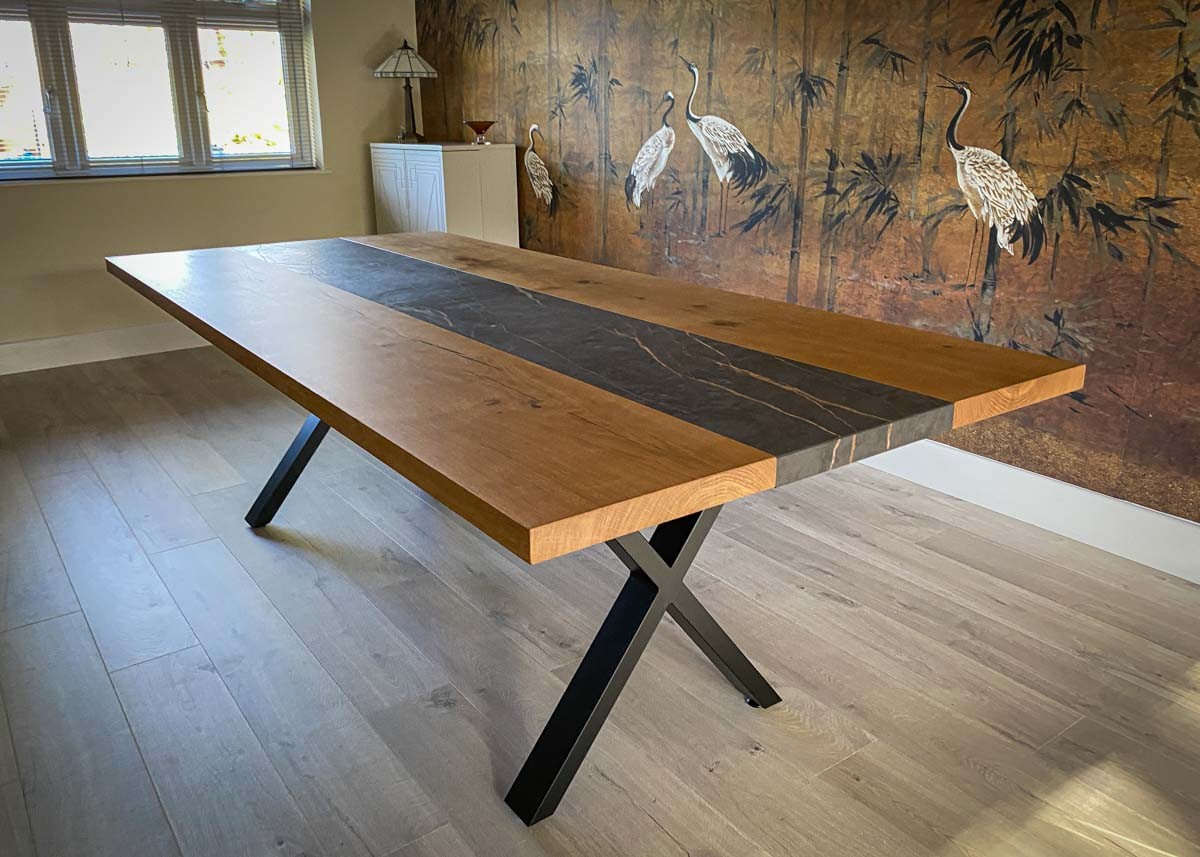 custom made smoked oak and dekton dining table  8 Seater 1048 image 3