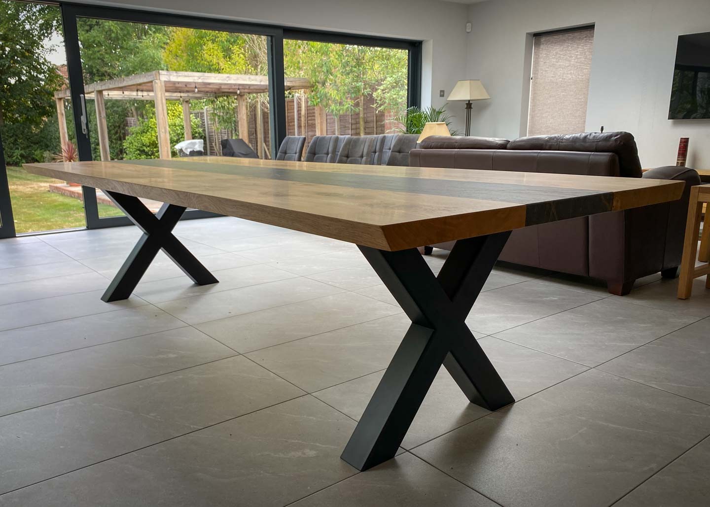 custom oak dining table with dekton centre 10 Seater 2989 image 5
