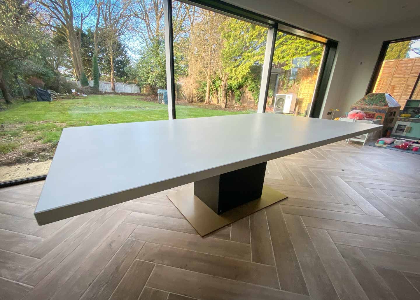 custom white dining table central base 2600 x 1400mm 2803 image 2