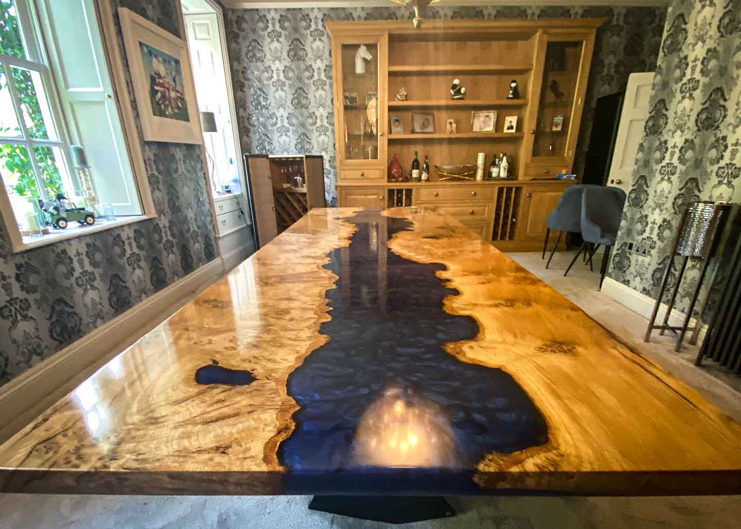 deep blue statement epoxy resin table 12 Seater 2911 image 2