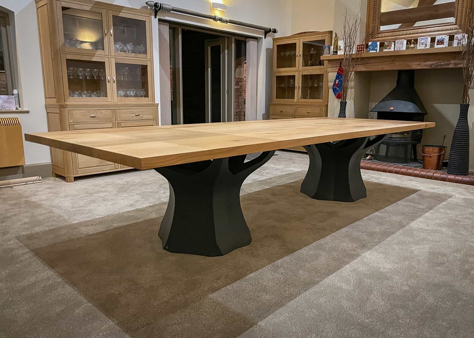 extra large oak dining table with pedestal bases 14 Seater 1414 image 2