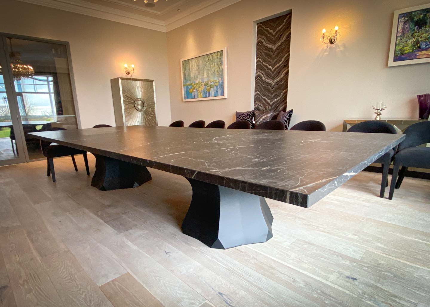 extra wide 4 x 1.8m black stone dining table 18 Seater 2768 image 3