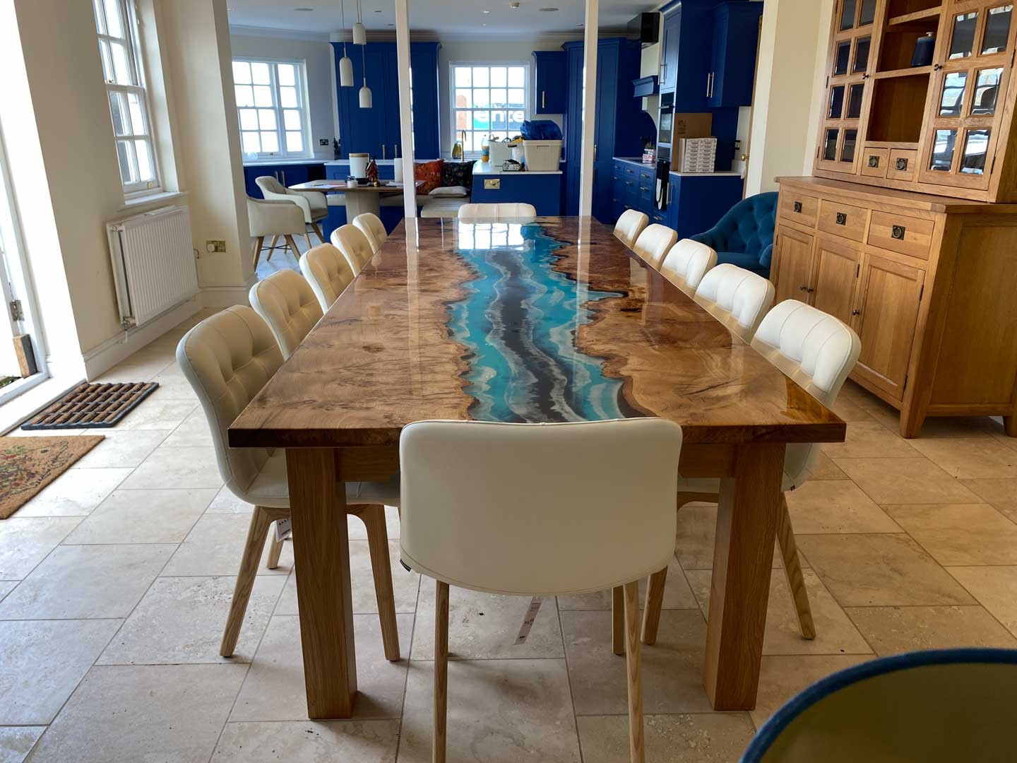 large seascape wood and resin table 12 Seater 2751 image 2