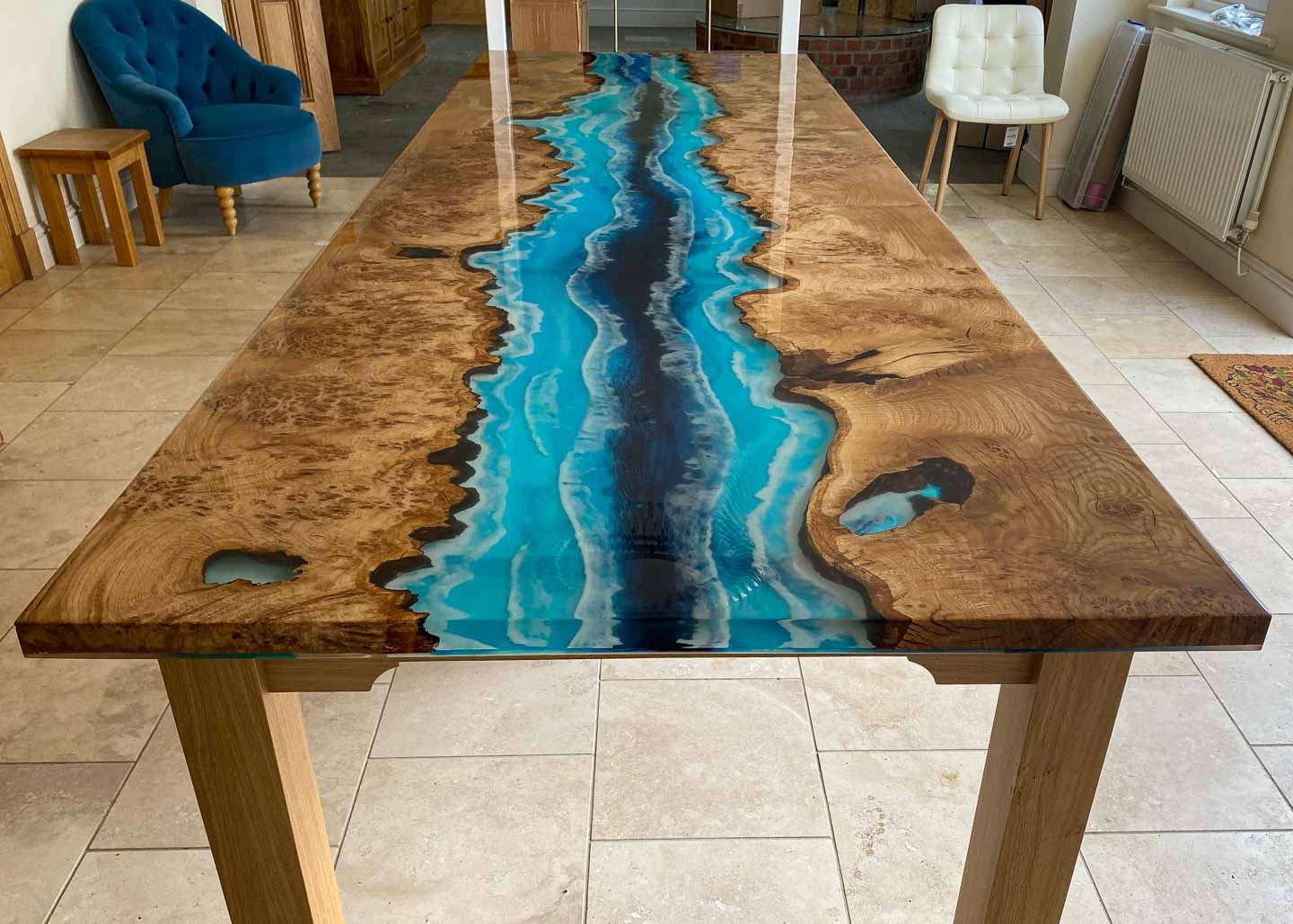 large seascape wood and resin table 12 Seater 2751 image 3