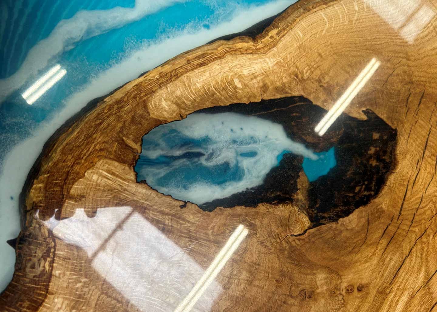 large seascape wood and resin table 12 Seater 2751 image 5