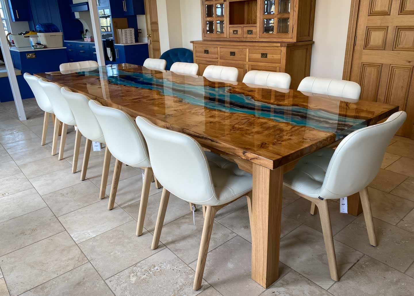 large seascape wood and resin table 12 Seater 2751 image 6