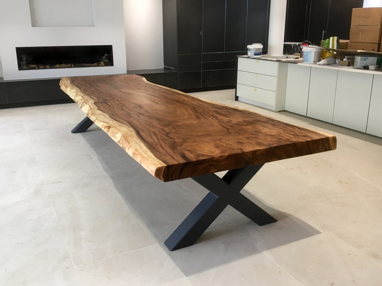 large wood slab dining table with live edges 16 Seater 828 image 2