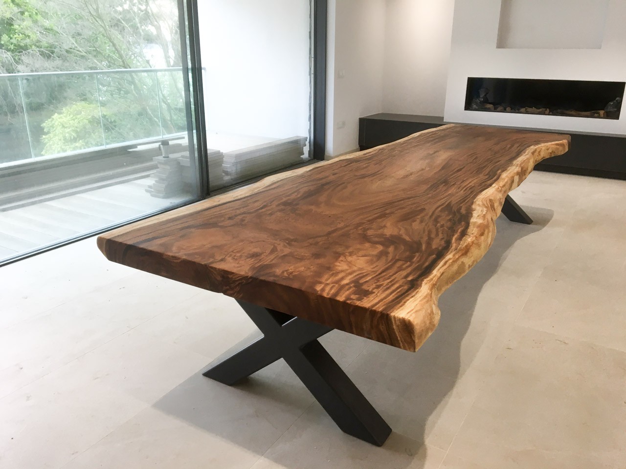 large wood slab dining table with live edges 16 Seater 828 image 3
