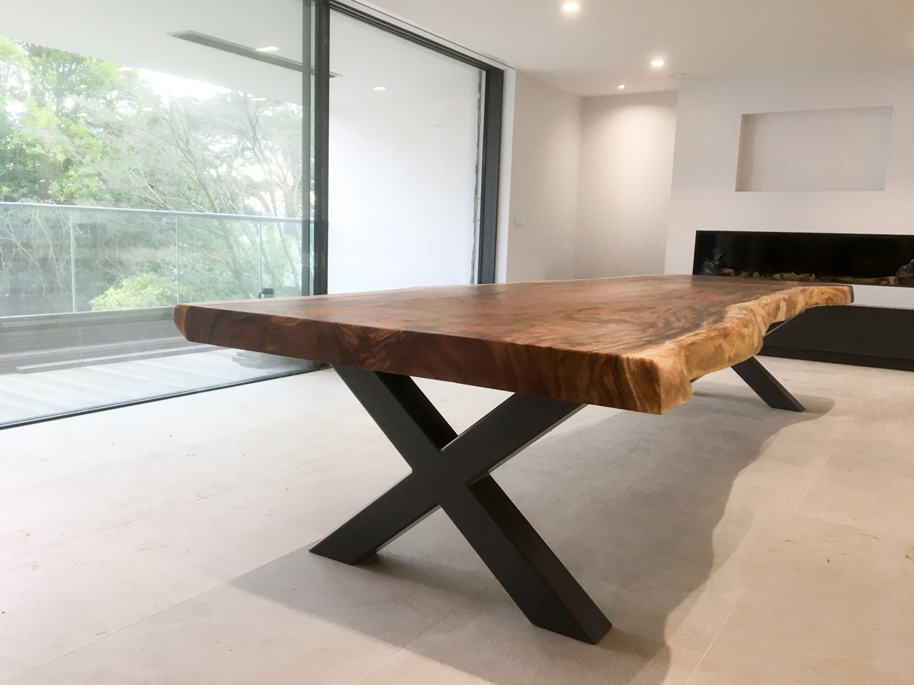 large wood slab dining table with live edges 16 Seater 828 image 4
