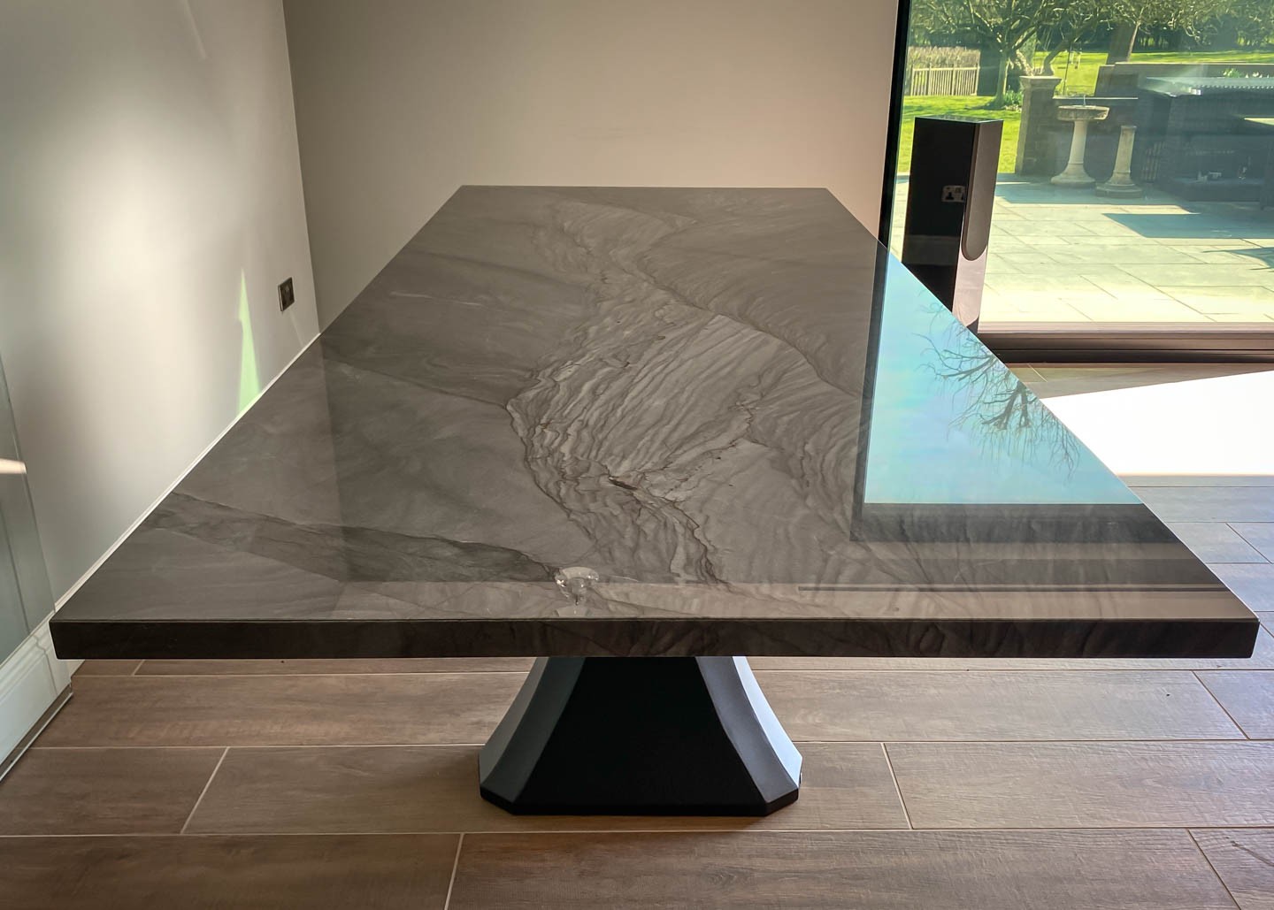 made to order polished stone dining table in black and grey 2600x1000mm 2836 image 2