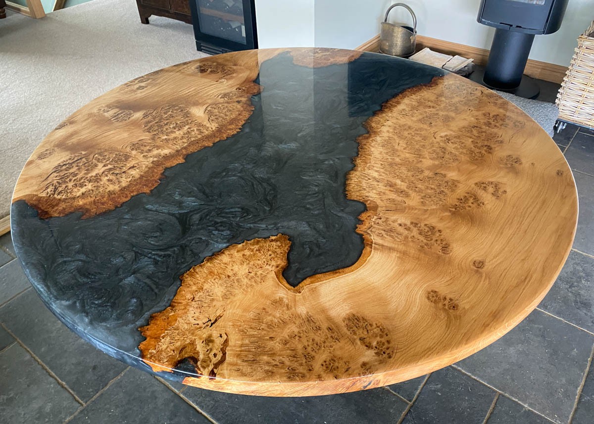 round wood and resin dining table 1300mm 2616 image 3