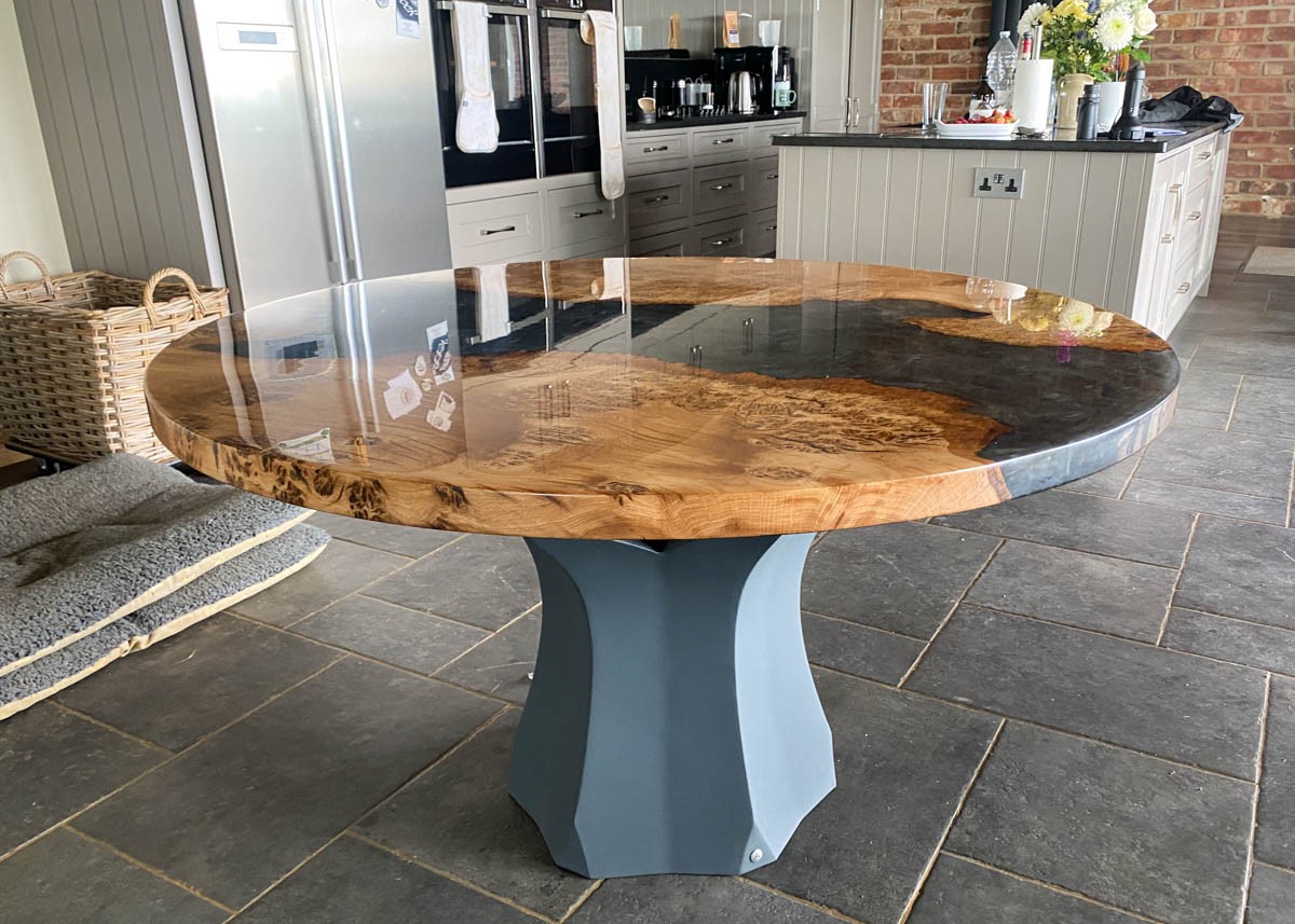 round wood and resin dining table 1300mm 2616 image 4