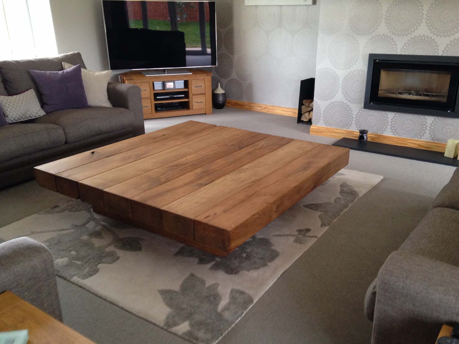 Square Oak Coffee Table From Abacus Tables Arabica Floating Style Beam Table Project 201 