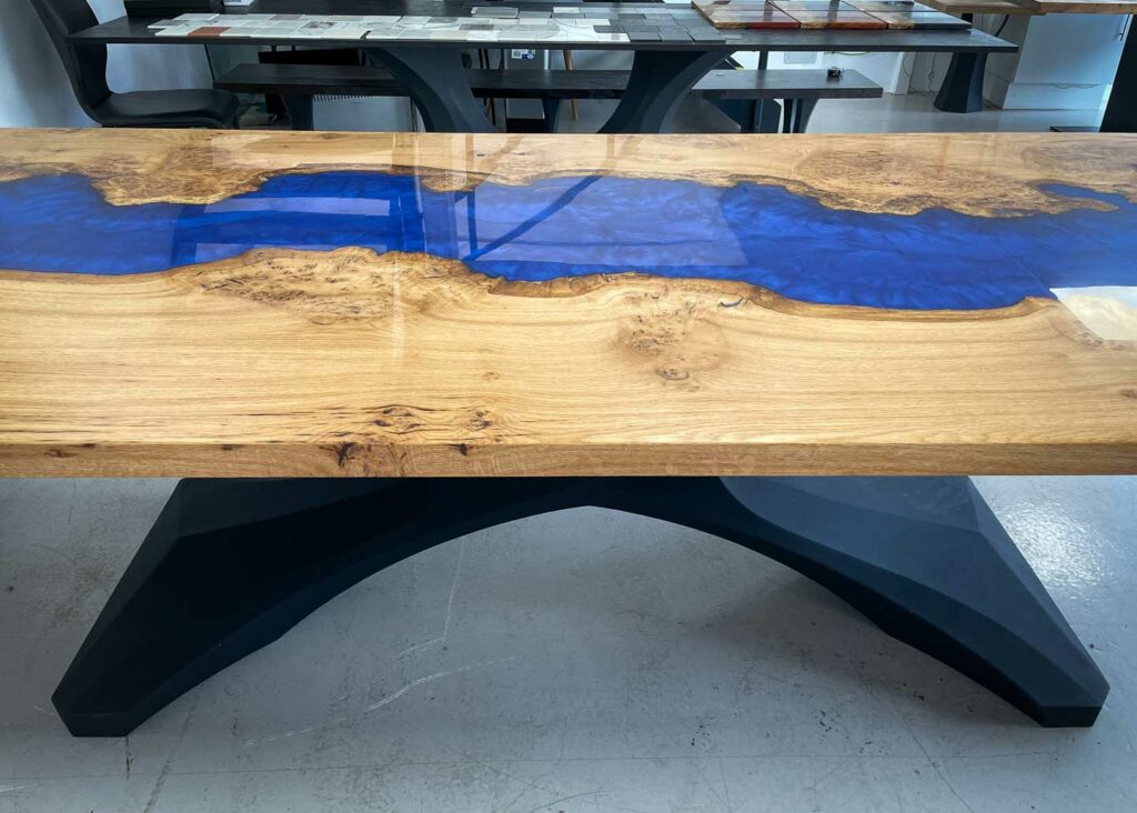 blue resin river dining table abacus tables new project 6