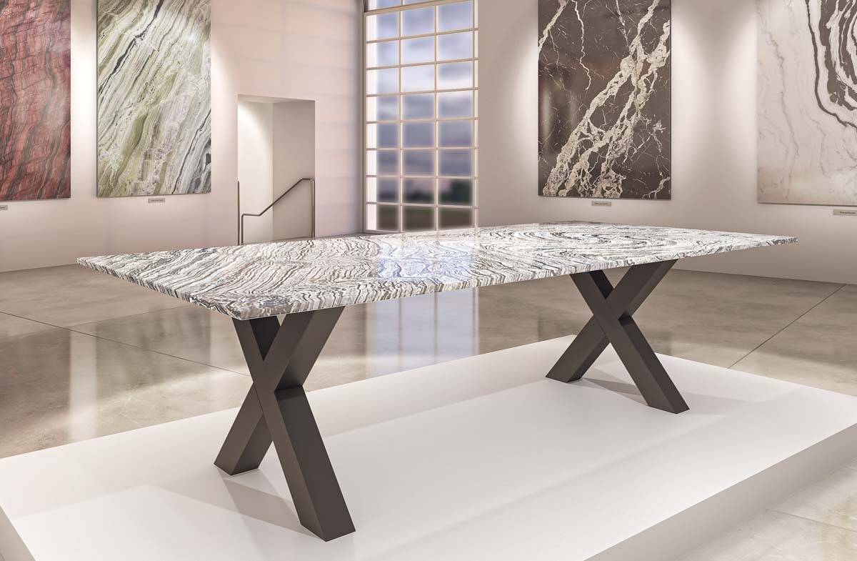 modern stone dining table - abacus tables - chromatic wave marble table